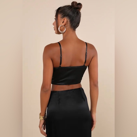 Lulus Forever Feeling Flirty Black Mesh Sleeveless Bustier Top - Picture 2 of 8